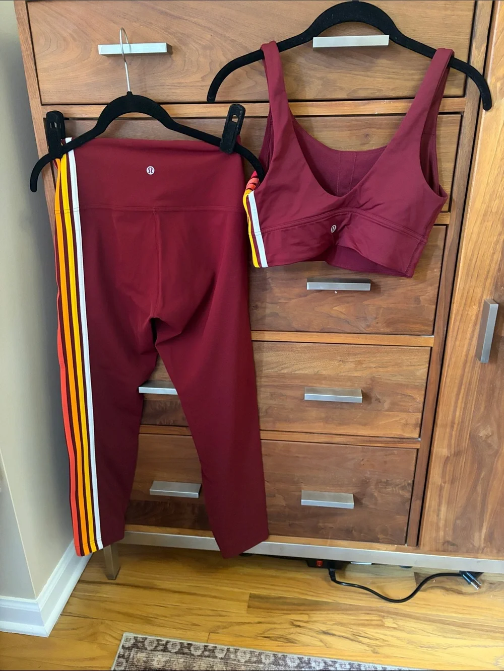 Lululemon Take a Hint- maroon sports bra and leggings set